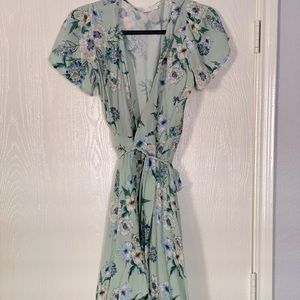 ASTR The Label Green Mini Wrap Dress